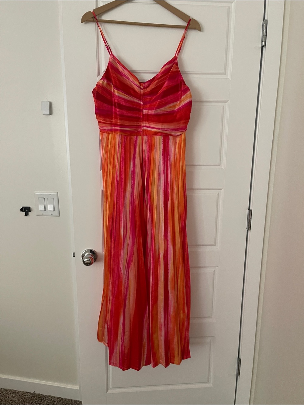 Nicole Miller Pink and Orange Striped Maxi Dress